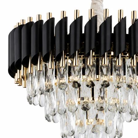 Mikula 45'lik Yuvarlak Gold Kristal Taşlı Modern Oturma Odası Salon Sarkıt Avize ( Ürün zincirlidir )