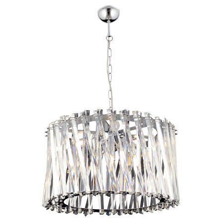 Saucer 50'lik Krom Yuvarlak Kristalli Taşlı Modern Tasarım Kristal Salon Avize