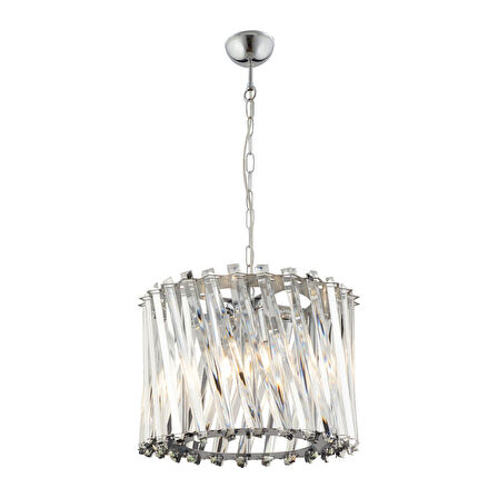 Saucer 40'lık Krom Yuvarlak Kristalli Taşlı Modern Tasarım Kristal Salon Avize