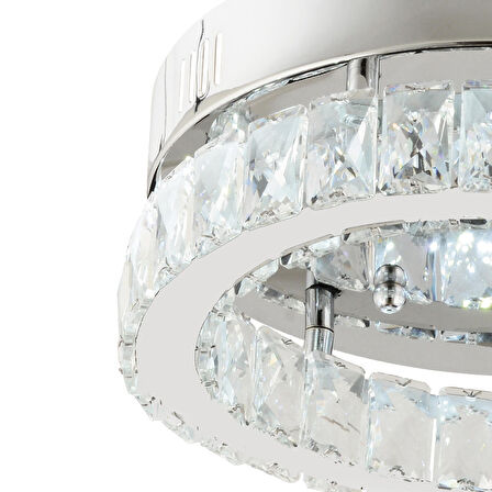 Ardenia Tekli Krom Ledli 3 Renkli  Kristalli Taşlı Modern Tasarım Led Kristal Salon Avize