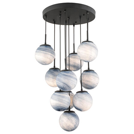 EFSER 10LU YUVARLAK AVİZE Modern Oturma Odası Salon Sarkıt Avize