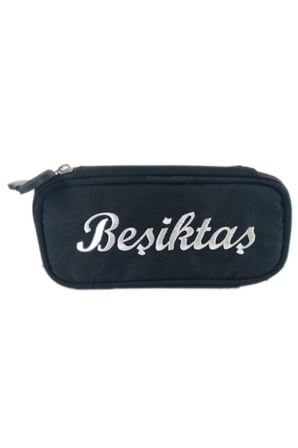M Bjk Nakış Logolu Kalem Çantası - Iki Bölmeli - Siyah