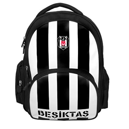 Beşiktaş 3 Bölmeli Çubuklu Suni Deri Okul Çantası (24352)