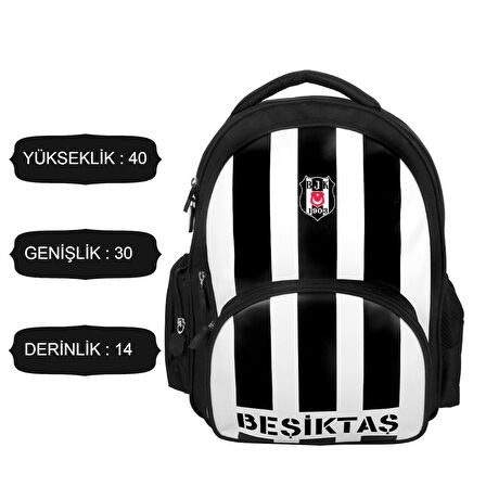 Beşiktaş 3 Bölmeli Çubuklu Suni Deri Okul Çantası (24352)