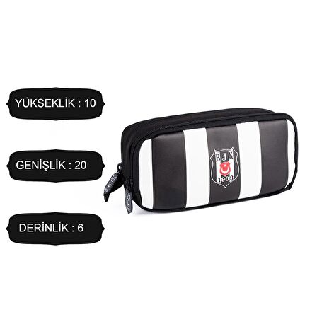 Beşiktaş 2 Bölmeli Çubuklu Suni Deri Kalemlik (24355)