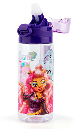 Monster High 500 ml Pipetli Mor Kapaklı Plastik Matara Suluk - Kız Çocuk