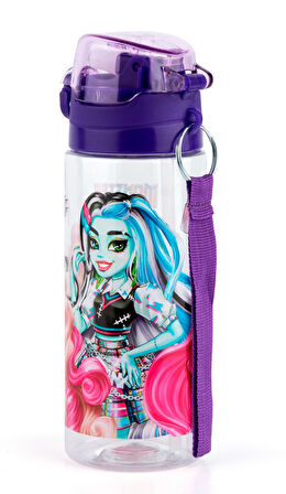 Monster High 500 ml Pipetli Mor Kapaklı Plastik Matara Suluk - Kız Çocuk