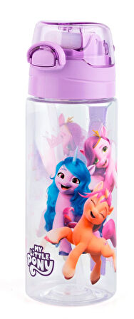 MY Little Pony Kız Çocuk 500 ml Pipetli Plastik Matara Suluk - Mor Kapak