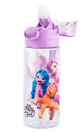 MY Little Pony Kız Çocuk 500 ml Pipetli Plastik Matara Suluk - Mor Kapak