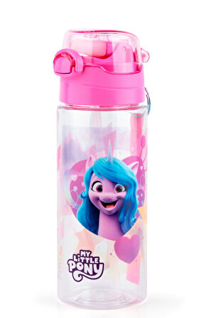 MY Little Pony 500 ml Kız Çocuk Pipetli Plastik Okul Matarası - Pembe Kapak