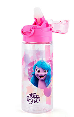 MY Little Pony 500 ml Kız Çocuk Pipetli Plastik Okul Matarası - Pembe Kapak