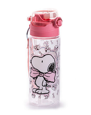 Snoopy Kız Çocuk 500 ml Sİlikon Pipetli Okul Suluğu / Matarası