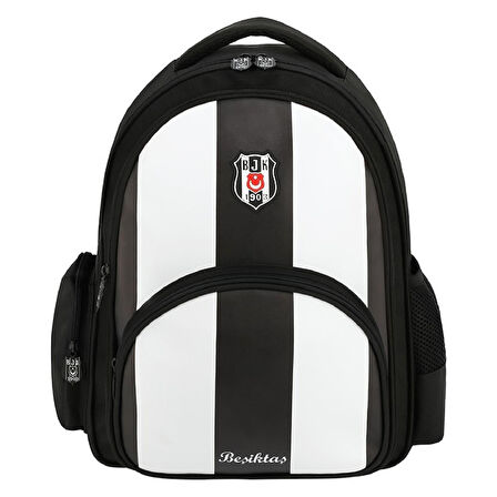 Beşiktaş 3 Bölmeli Çubuklu Suni Deri Okul Sırt Çantası (25356)
