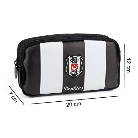 Beşiktaş 2 Bölmeli Çubuklu Suni Deri Kalemlik (25359)