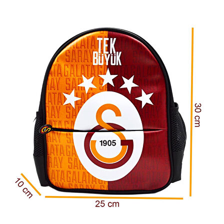Galatasaray 2 Bölmeli 5 Yıldızlı Tek Büyük Suni Deri Anaokulu Sırt Çantası (25684)