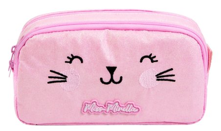 Miss Mirella İki Gözlü Kız Çocuk Kedi Baskılı Pembe Okul Kalem Çantası/Kalemlik - 26059