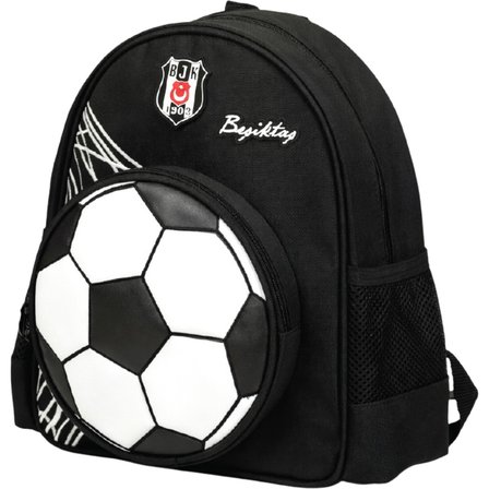 Zümrüt Kırtasiye Beşiktaş Lisanslı Anaokulu Çocuk Sırt Çantası Siyah Beyaz 3D Futbol Topu Baskılı