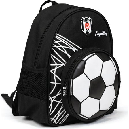 Zümrüt Kırtasiye Beşiktaş Lisanslı Anaokulu Çocuk Sırt Çantası Siyah Beyaz 3D Futbol Topu Baskılı