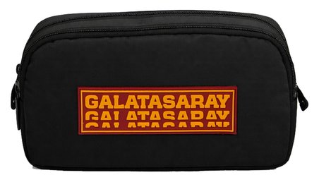 Galatasaray İki Gözlü Erkek Çocuk GS 5 Yıldız Baskılı Siyah - Kırmızı Okul Kalem Çantası/Kalemlik - 26522