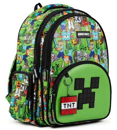Minecraft Üç Bölmeli Erkek Çocuk Minecraft Yazılı Yeşil - Siyah Okul Sırt Çantası - 26600