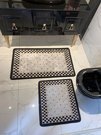 Rasel Model 2'li Lateks Kaymaz Taban Banyo Paspas Takımı Ebat (60X100 - 60X50)