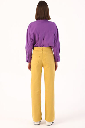 Hardal-Wide Leg Yüksek Bel Pantolon