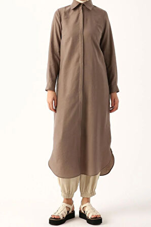 Vizon-Gizli Patlı Uzun Gömlek Tunik