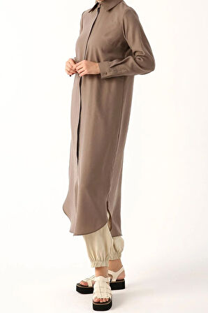 Vizon-Gizli Patlı Uzun Gömlek Tunik