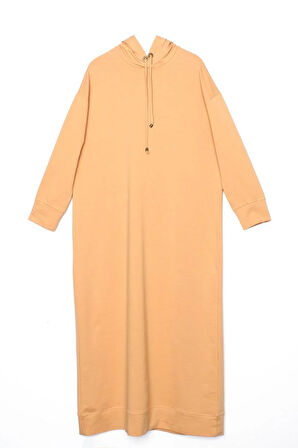 Soft Sarı-Kapüşonlu Örme Elbise