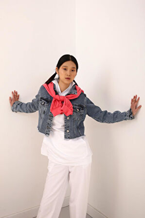 Mavi-Crop Denim Ceket