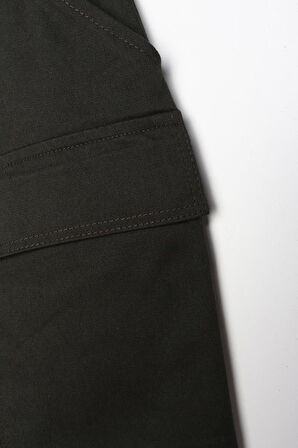 Haki-Palaska Kemerli Cepli Bol Paça Pantolon