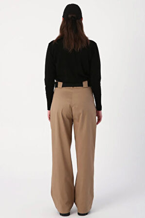 Bej-Palaska Kemerli Cepli Bol Paça Pantolon