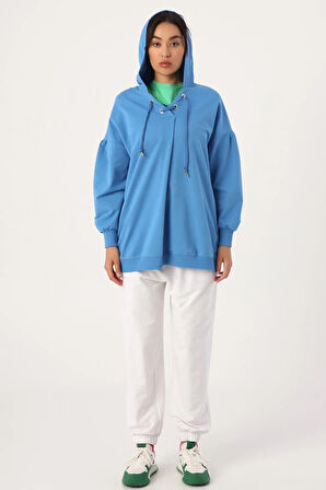 Saks-Oversize Kapüşonlu Yaka Detaylı Sweatshirt