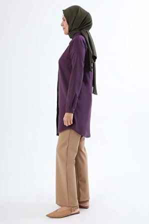 Üzüm-Gizli Patlı Gömlek Tunik