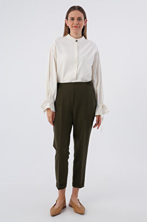 Haki-Beli Lastikli Havuc Pantolon