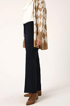 Lacivert-Cepli Bol Paça Pantolon