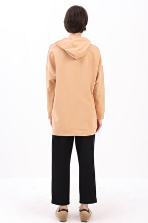 Bisküvi-Kapüşonlu Sweat Tunik
