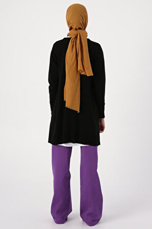 Siyah-Bisiklet Yaka Triko Tunik