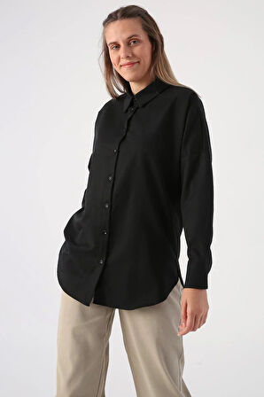 Siyah-Oversize Basic Gömlek