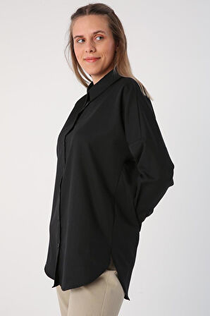 Siyah-Oversize Basic Gömlek