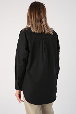 Siyah-Oversize Basic Gömlek