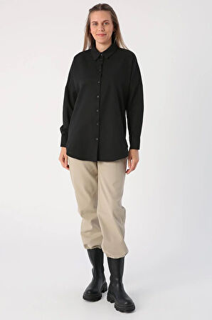 Siyah-Oversize Basic Gömlek