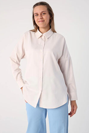 Açık Pembe-Oversize Basic Gömlek