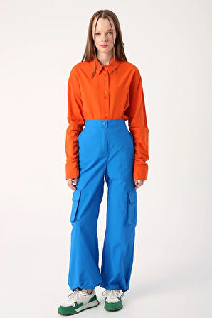 Saks-Kargo Cepli Paçası Büzgülü Paraşüt Pantolon