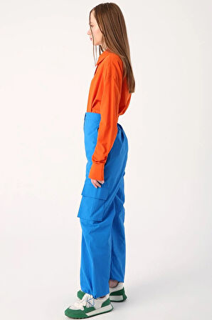 Saks-Kargo Cepli Paçası Büzgülü Paraşüt Pantolon