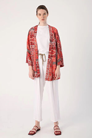 Beyaz-Beli Lastikli Geniş Paça Pantolon