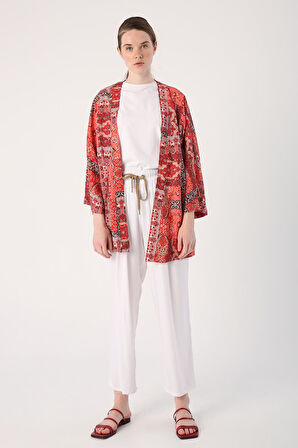 Beyaz-Beli Lastikli Geniş Paça Pantolon