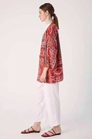 Beyaz-Beli Lastikli Geniş Paça Pantolon