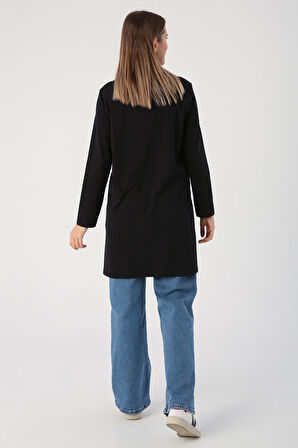 Siyah-Basic Pamuklu Süprem Sweat Tunik