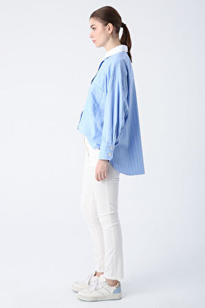 Kırık Beyaz-Pamuklu Ütü İzli Cepli Likralı Dar Paça Pantolon